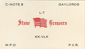 Stone Greasers card Stone Greaser card listing C-Notes Gaylords Playboys from the seventies
